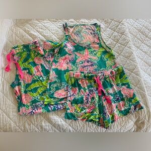 Lilly Pulitzer Three Piece PJ set Multi Shell Search size small